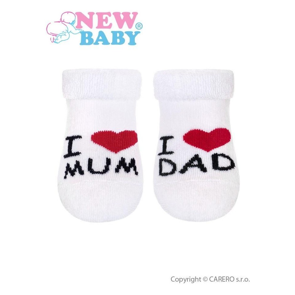 Kojenecké froté ponožky New Baby bílé I Love Mum and Dad Bílá 56 (0-3m)