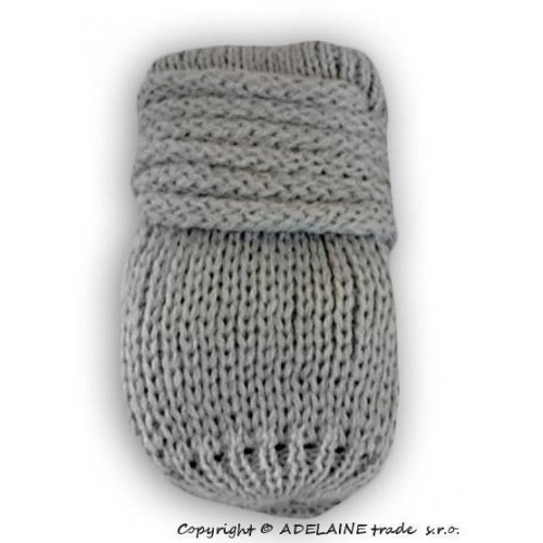 Zimní pletené  kojenecké rukavičky - sv. šedé, 0-1rok