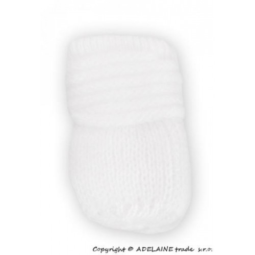 Zimní pletené  kojenecké rukavičky - bílé, 0-1rok