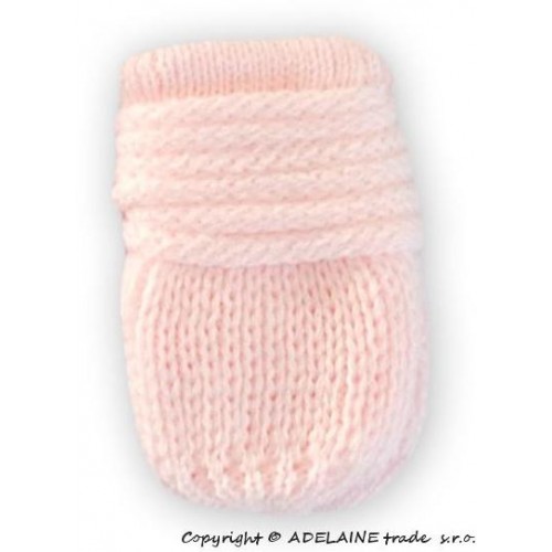 Zimní pletené  kojenecké rukavičky - sv. růžové, 0-1rok