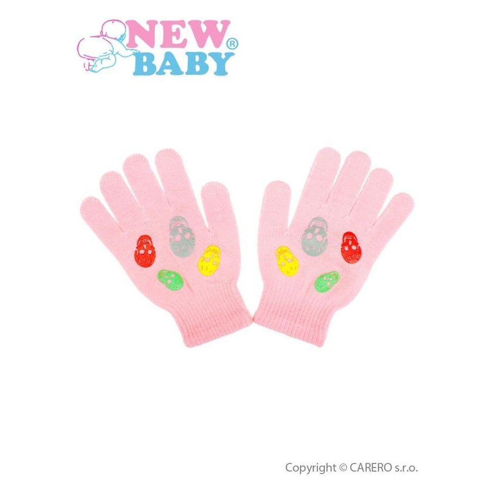 Dětské zimní rukavičky New Baby Girl světle růžové Růžová 122 (6-7 let)