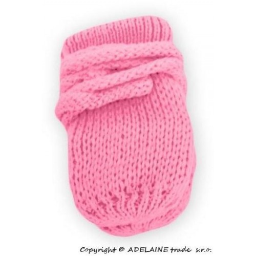 Kojenecké rukavičky pletené, zimní - růžové/malinové, Baby Nellys, 56-68 (0-6 m)
