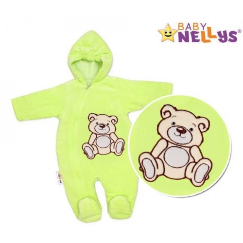 BABY NELLYS Kombinézka/overálek Teddy Bear- zelená, 56 (1-2m) ,62 (2-3m)