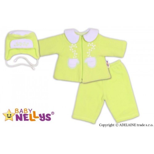 Kabátek, čepička a kalhoty Baby Nellys ®- zelená, vel. 68, 68 (3-6m)