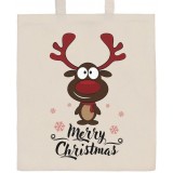 Bavlněná nákupní taška přírodní s potiskem New Baby Merry Christmas