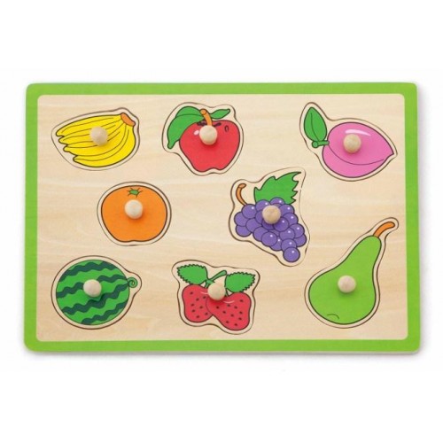 Dětské dřevěné puzzle s úchyty Viga Ovoce