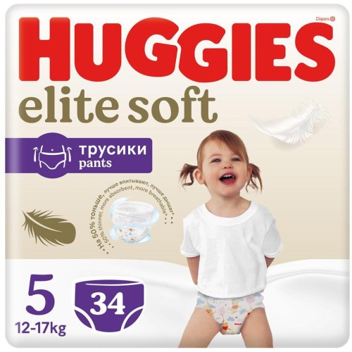 HUGGIES® Elite Soft Pants Kalhotky plenkové jednorázové 5 (12-17 kg) 34 ks